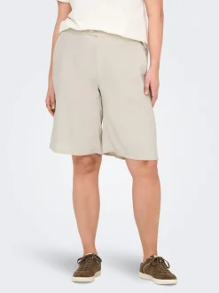 CARCARO Hohe Taille Normal geschnitten Leinen Bermuda Shorts