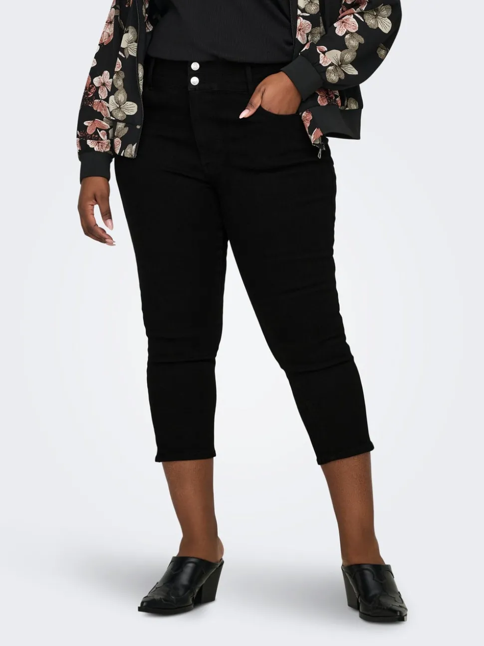 CARCRUZ Hohe Taille Capri Jeans