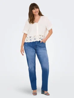 CARWILLY Hohe Taille Gerade geschnitten Jeans