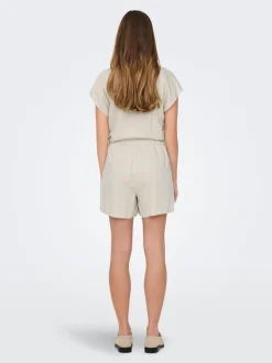 JDYCAYA Hohe Taille Normal geschnitten Leinen Shorts