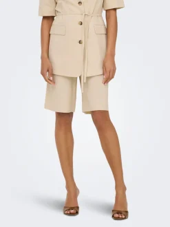 JDYNAOMI Mittlere Taille Locker geschnitten Leinen Bermuda Shorts