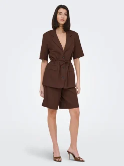 JDYNAOMI Mittlere Taille Locker geschnitten Leinen Bermuda Shorts