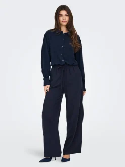 JDYSAY Locker geschnitten Leinen Hose mit weitem Beinschnitt
