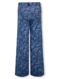 KOGHOPE Hohe Taille Weiter Beinschnitt Knöchellang Jeans