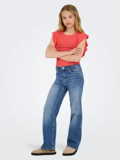 KOGMADISON Mittlere Taille Weiter Beinschnitt Jeans