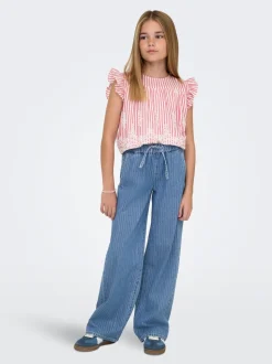 KOGYASMIN Mittlere Taille Weiter Beinschnitt Jeans