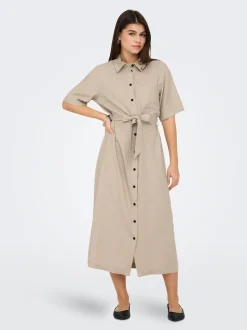 ONLCARO Leinen Midikleid