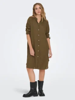 ONLTOKYO Leinen Midikleid