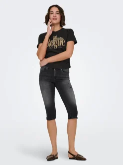 ONLWAUW Mittlere Taille Normal geschnitten Caprihose