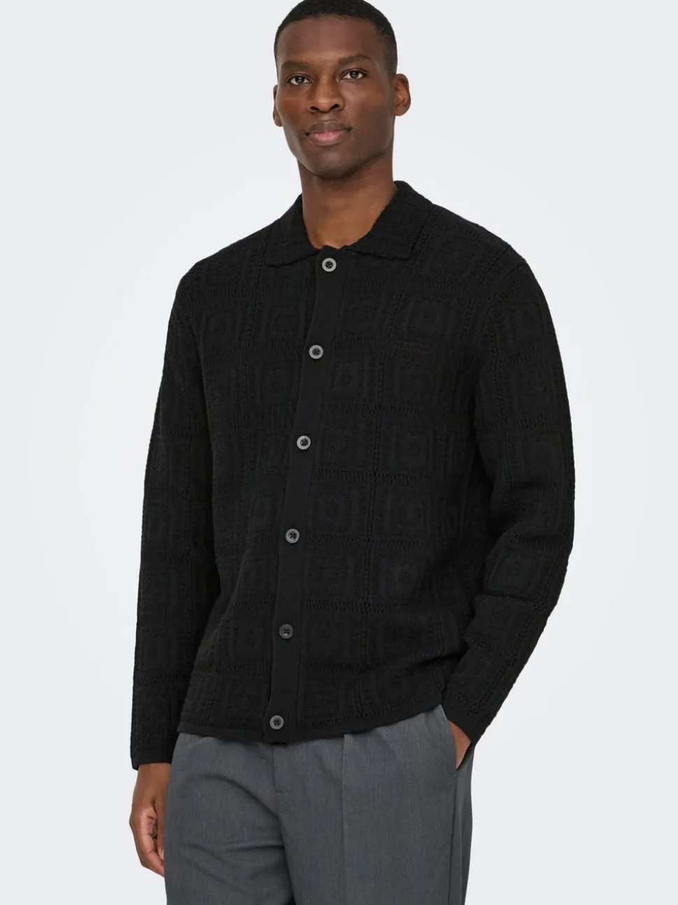 ONSBART Gestricktes Poloshirt