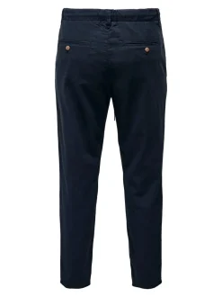 ONSLEO Verjüngt und verkürzt Leinen Chino Hose