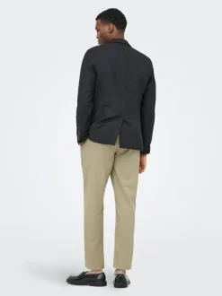 ONSLEO Verjüngt und verkürzt Leinen Chino Hose