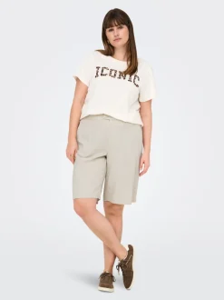 CARCARO Hohe Taille Normal geschnitten Leinen Bermuda Shorts
