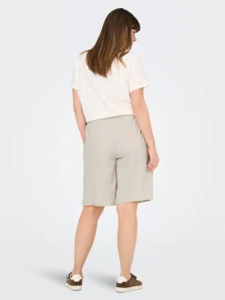 CARCARO Hohe Taille Normal geschnitten Leinen Bermuda Shorts
