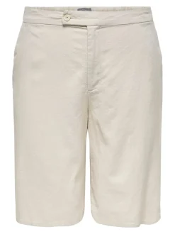 CARCARO Hohe Taille Normal geschnitten Leinen Bermuda Shorts