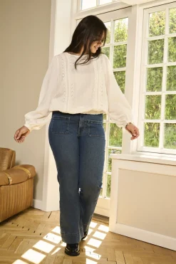 CARCYPRESS Hohe Taille Flared Knöchellang Jeans