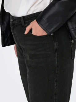 CAREMILY Hohe Taille Gerade geschnitten Knöchellang Jeans