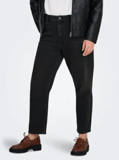 CAREMILY Hohe Taille Gerade geschnitten Knöchellang Jeans