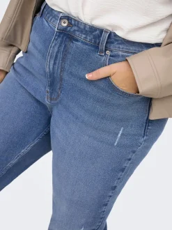 CAREMILY Hohe Taille Gerade geschnitten Knöchellang Jeans