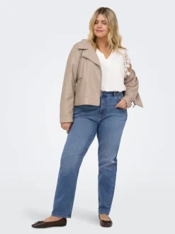 CAREMILY Hohe Taille Gerade geschnitten Knöchellang Jeans