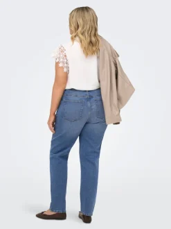 CAREMILY Hohe Taille Gerade geschnitten Knöchellang Jeans