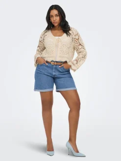 CARLAURA Hohe Taille Straight-Fit denim shorts