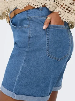 CARLAURA Hohe Taille Straight-Fit denim shorts