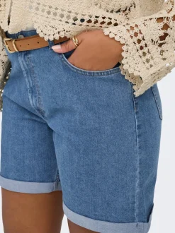 CARLAURA Hohe Taille Straight-Fit denim shorts