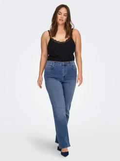 CARSNOW Hohe Taille Gerade geschnitten Jeans
