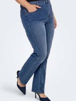 CARSNOW Hohe Taille Gerade geschnitten Jeans