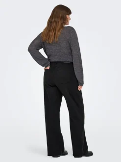 CARSNOW Hohe Taille Weiter Beinschnitt Jeans