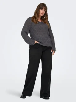 CARSNOW Hohe Taille Weiter Beinschnitt Jeans