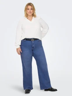CARSNOW Hohe Taille Weiter Beinschnitt Jeans