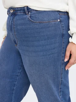CARSNOW Hohe Taille Weiter Beinschnitt Jeans