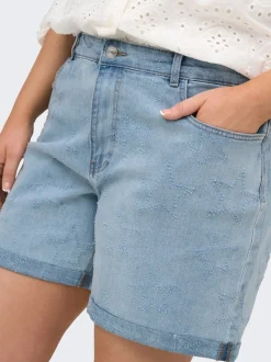CARVEGA Hohe Taille Locker geschnitten Jeans-Shorts