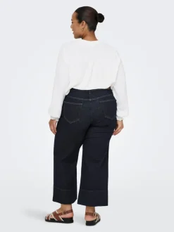 CARWILLY Hohe Taille Weiter Beinschnitt Verkürzt Jeans