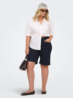 CARWILLY Hohe Taille Weiter Beinschnitt Jeans-Shorts