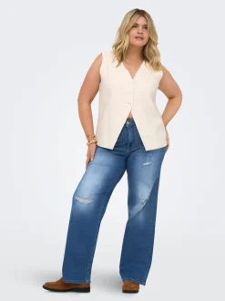 CARWILLY Hohe Taille Weiter Beinschnitt Jeans