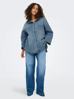 CARWILLY Hohe Taille Weiter Beinschnitt Jeans