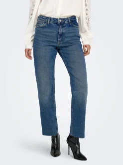 JDYLULLU Hohe Taille Gerade geschnitten Knöchellang Jeans