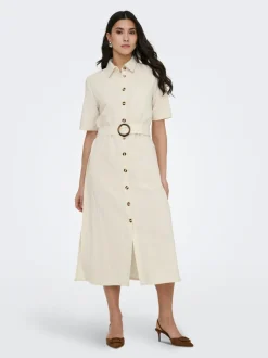 JDYMILAN Leinen Midikleid