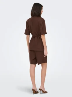 JDYNAOMI Mittlere Taille Locker geschnitten Leinen Bermuda Shorts