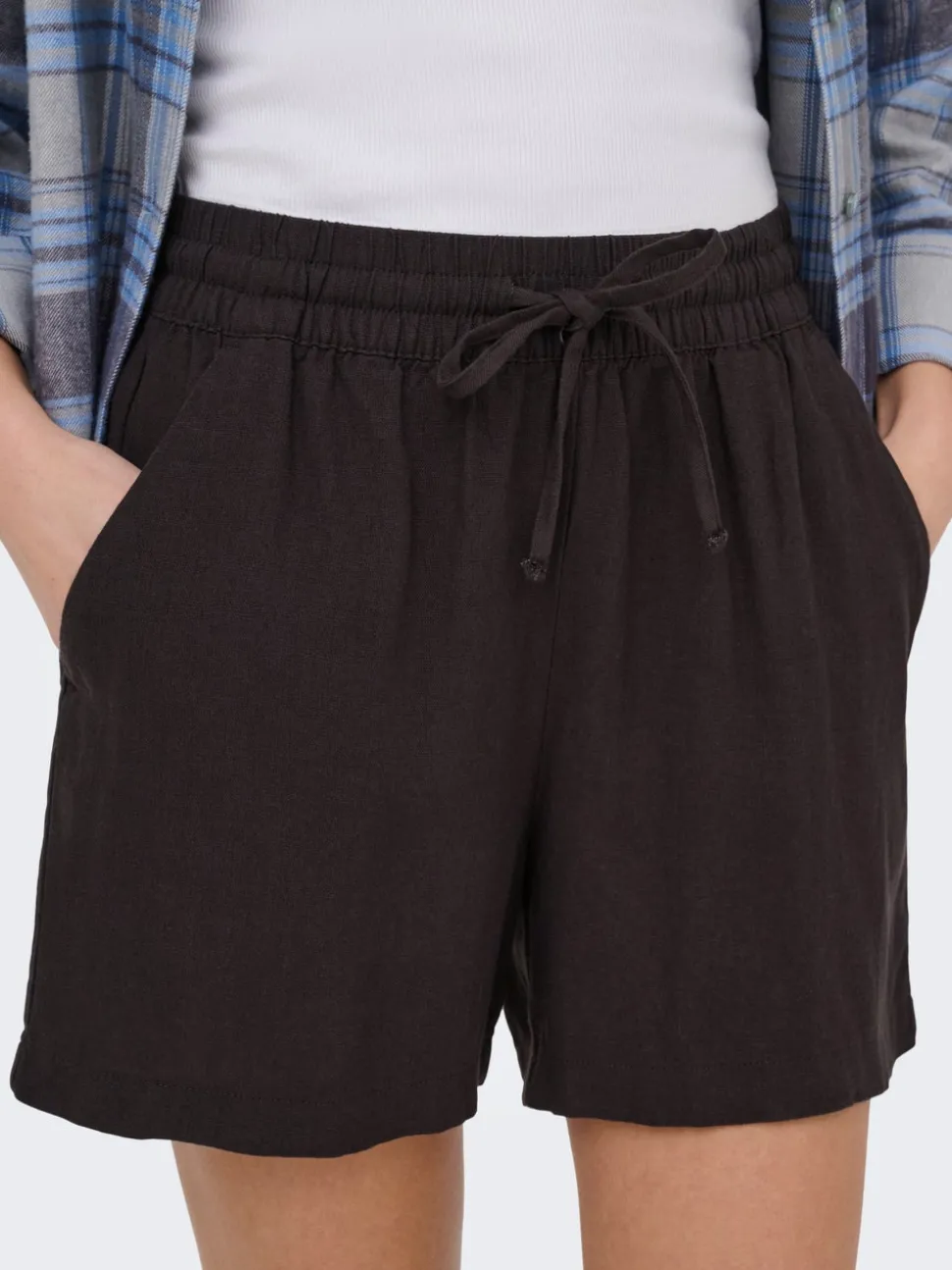 JDYSAY Hohe Taille Normal geschnitten Leinen Shorts