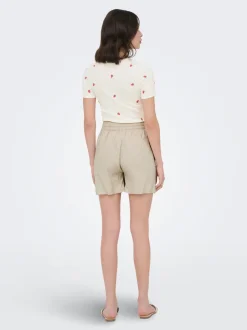 JDYSAY Hohe Taille Normal geschnitten Leinen Shorts