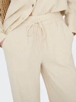 JDYSAY Locker geschnitten Leinen Hose mit weitem Beinschnitt