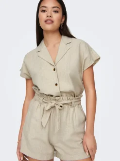 JDYSAY Mittlere Taille Normal geschnitten Leinen Shorts