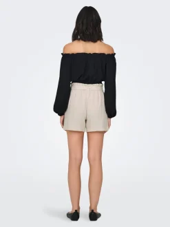 JDYSAY Mittlere Taille Normal geschnitten Leinen Shorts