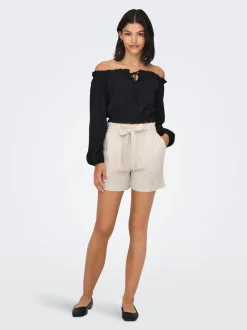 JDYSAY Mittlere Taille Normal geschnitten Leinen Shorts