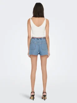 JDYZIGGA Hohe Taille Locker geschnitten Jeans-Shorts