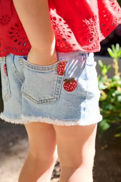KMGROBYN Mittlere Taille Gerade geschnitten Jeans-Shorts